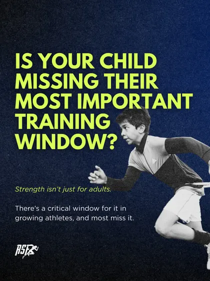 Is your child missing their most important training window? This graphic serves as a powerful introduction to the concept that strength has a critical developmental window in growing athletes, and missing it can have long-term consequences for performance.