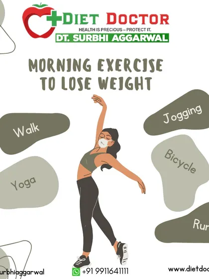 Morning exercise is a great way to kickstart your metabolism for the day. This visual gives ideas for morning workouts to lose weight, including walking, jogging, yoga, and cycling.
