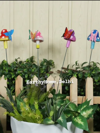 Add a touch of magic to your planters with these butterfly and mushroom garden sticks. They are a simple way to bring color and fun to your indoor or outdoor plants.