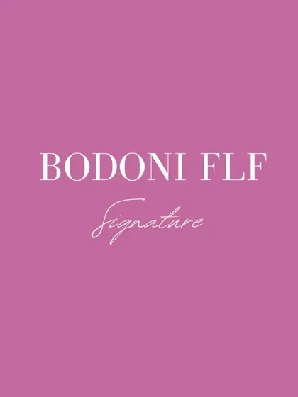 Font choice can make or break a design. Here we pair the classic, elegant Bodoni FLF with a flowing Signature script font. This combination is perfect for luxury, fashion, or beauty brands seeking a sophisticated feel.