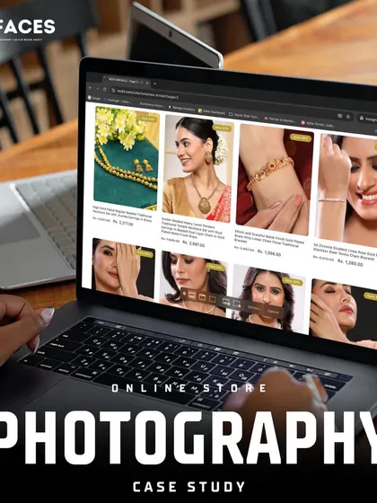 A detailed view of a jewellery e-commerce site, showcasing multiple product images we created.