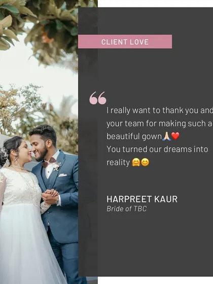 "You turned our dreams into reality." Reading messages like this from my bride Harpreet makes all the hard work worth it. Thank you for trusting me with such an important dress!