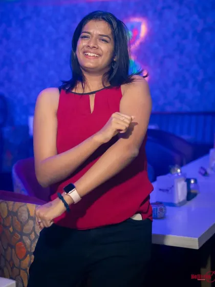 A smiling face from the Saturday night gig at Nolimmits Lounge Club. The Bollywood party was in full swing.