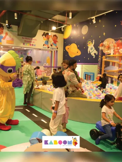 Our play area is a vibrant community where kids, parents, and even our mascot Super K come together for a day of fun and interaction.