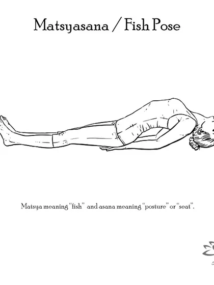 Matsyasana (Fish Pose) stretches the deep hip flexors and the muscles between the ribs. It is known as the "destroyer of all diseases."
