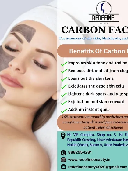 A Carbon Facial is particularly effective for treating oily skin, blackheads, and whiteheads. It exfoliates dead skin cells and lightens dark spots, giving you an instant glow.