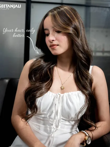 Your hair, only better. This look is all about enhancing the client's natural hair with a beautiful color and style for a flawless finish.