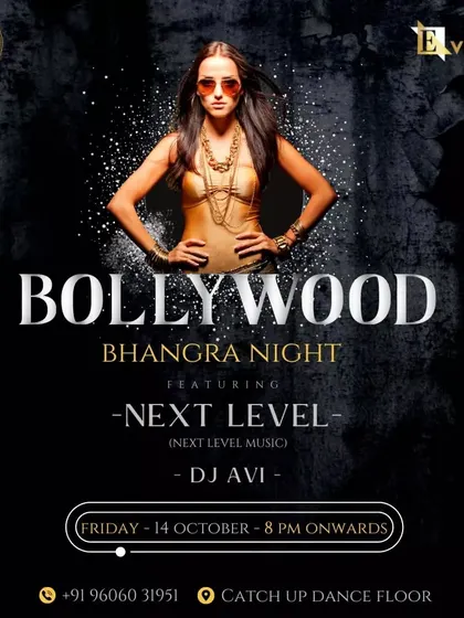 Another 'Bollywood Bhangra Night' poster. The consistent branding and theme help build recognition for my events.