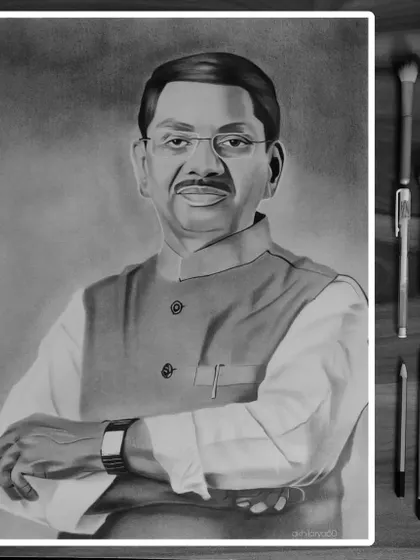 A formal A2 size portrait of a gentleman, created with graphite and charcoal. This large-scale black and white drawing makes a very impressive and respectful statement.