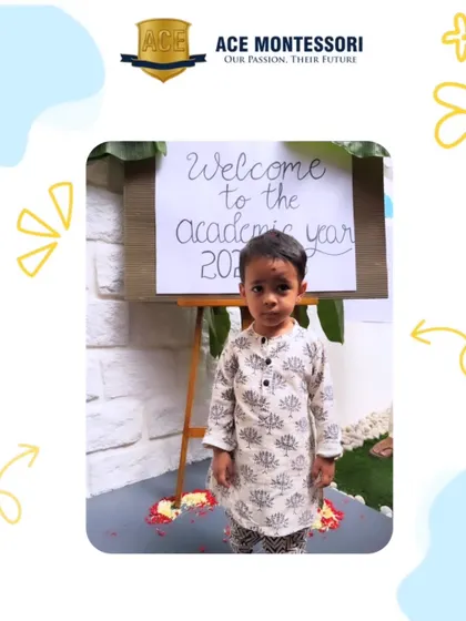A young boy in traditional kurta for his first day. We celebrate these milestones with joy, marking the beginning of a wonderful year of growth.
