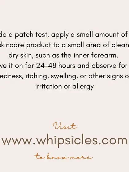 A guide on how to do a patch test. Apply a small amount of the product to your inner forearm, leave it on for 24-48 hours, and observe for any signs of irritation.