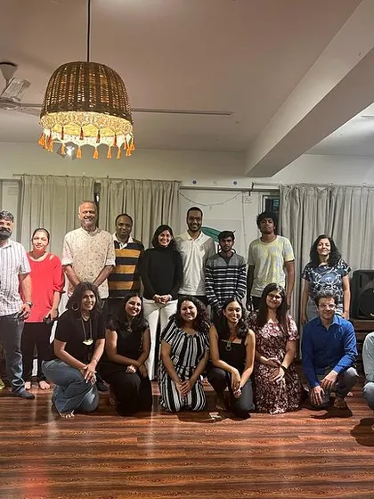 The happy group of attendees from my storytelling evening in Bengaluru. I chose stories that I personally connected with, and their energy and enthusiasm made the magic happen.