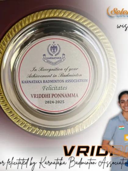 A proud moment as our players Sai Pushkar, Vriddhi Ponnamma, and Aditi Deepak Raj are felicitated by the Karnataka Badminton Association for their achievements.