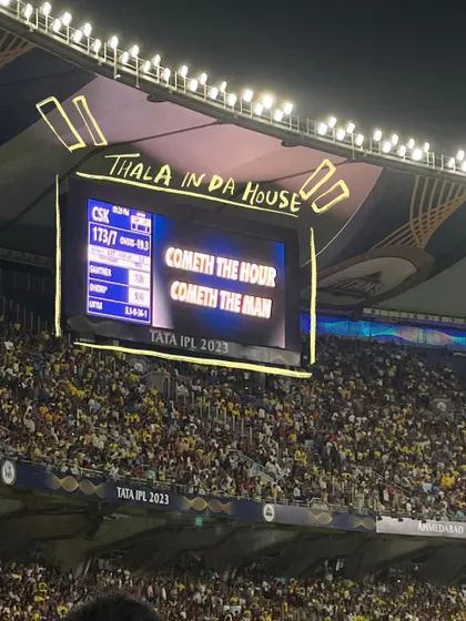 Thala in da house. The stadium screen says it all, and I added some doodles to celebrate the moment.