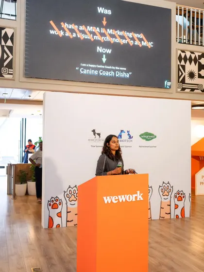 It's not just about training dogs; it's about educating people. I was honored to be a guest speaker at WeWork, sharing my journey from a corporate job to a full-time canine coach and advocating for responsible pet ownership.