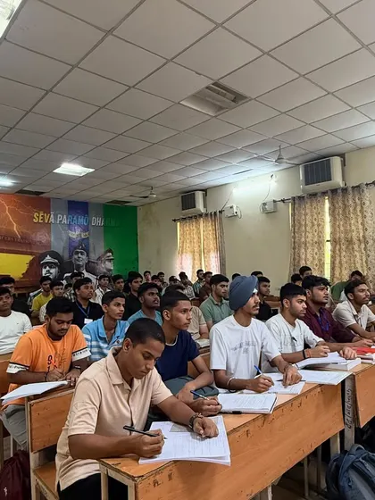 Another view of our dedicated students during a lecture. They are the 'cheetahs' of our Sankalp batch, preparing to conquer the NDA exam.