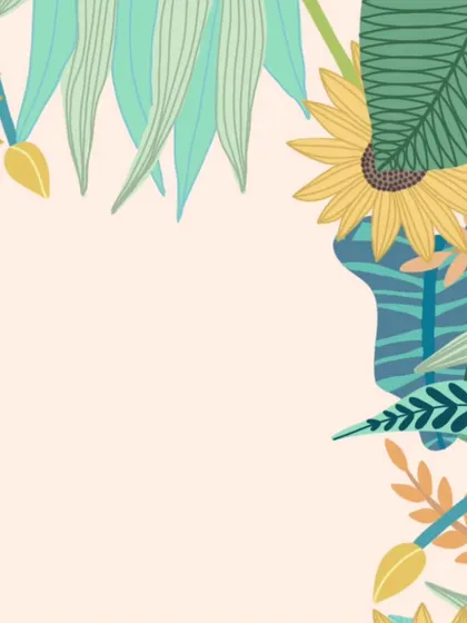 A close-up of the bottom-right corner of the sunflower invitation, identical to ID 13. It shows the detailed illustration work that frames the invitation text.