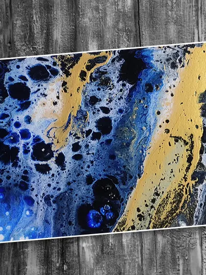 A close-up of the "cells" and lacing created in a fluid art pour. Our classes cover the science behind the art, including the use of additives to achieve these effects.