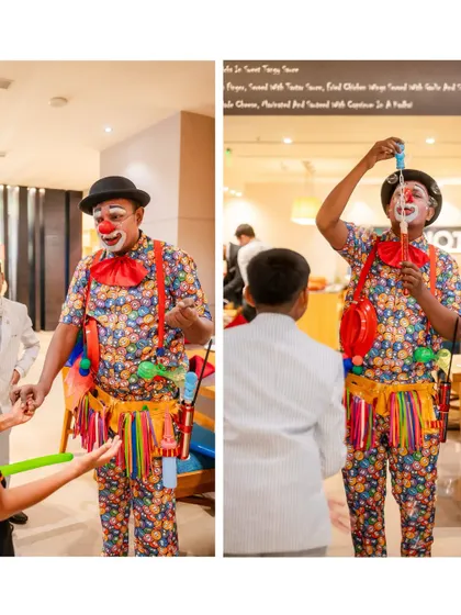 A duplicate image of the cheerful clown, a timeless entertainment choice for any kids' party.