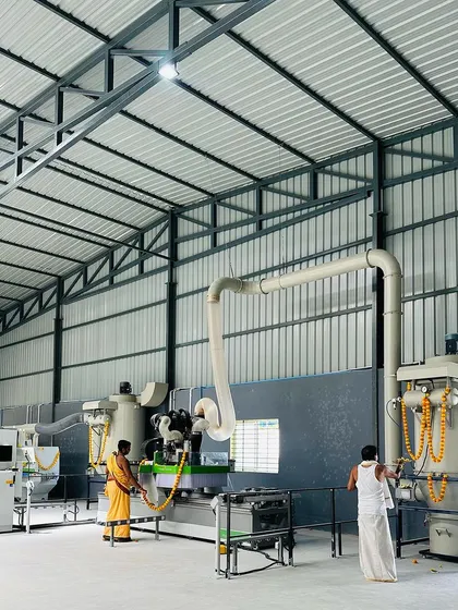 Our new factory floor, clean and ready for production, with our state-of-the-art machinery blessed and prepared for work.