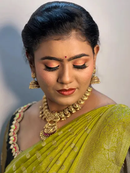 Another view of the eye makeup, showing the seamless blend of colors.