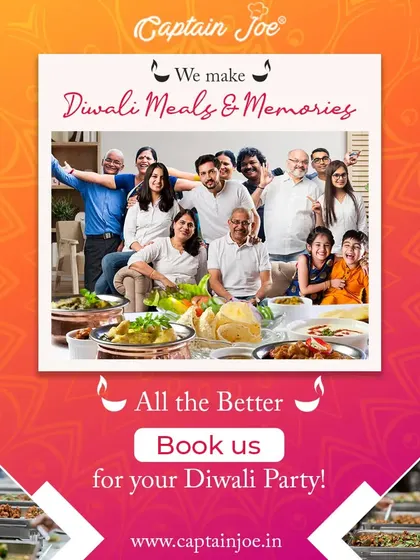 I believe in making Diwali meals and memories that last a lifetime. This image shows a happy family gathering, a moment made better with a delicious, hassle-free feast provided by my team.