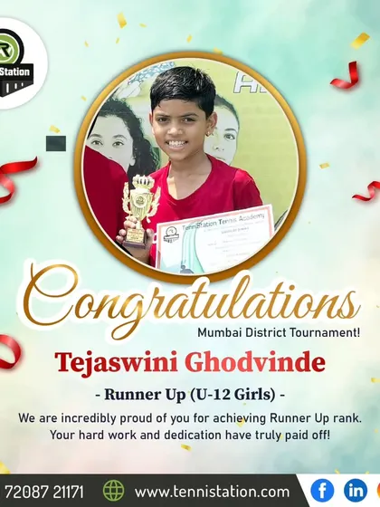 A fantastic performance by Tejaswini Ghodvinde to secure the Runner Up position in the U-12 Girls category at the Mumbai District Tournament. Every match is a learning experience on the road to success.
