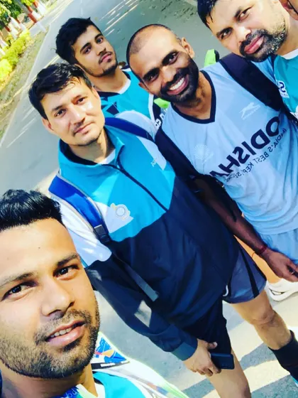 A selfie with the wall of the Indian Hockey team, PR Sreejesh. His role in India's historic Olympic bronze medal win after 41 years is an incredible story of resilience.