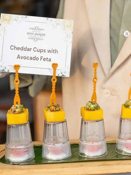 A unique and elegant appetizer, our Cheddar Cups are filled with a creamy Avocado Feta mix. This dish combines rich and fresh flavours in a beautiful, single-bite presentation.