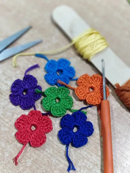 New projects are in progress, stay tuned. Sometimes the simplest shapes and brightest colors are the start of a wonderful new creation.