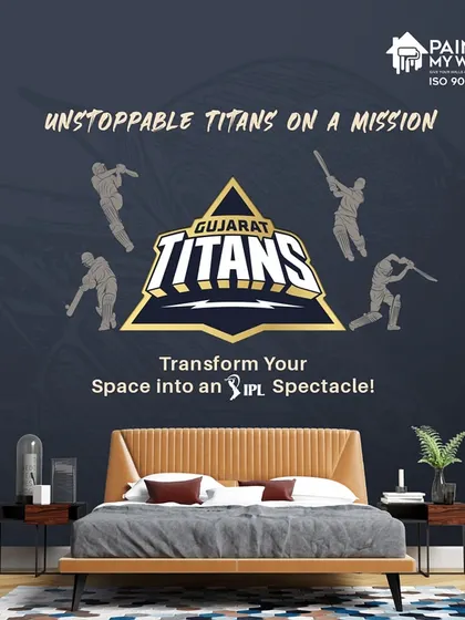The Gujarat Titans are unstoppable titans on a mission. Renowned for their aggressive brand of cricket, they are a formidable force. Transform your space into an IPL spectacle that honors their exceptional teamwork.