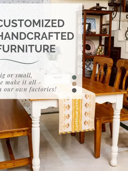 Our core strength is customized handcrafted furniture. Whether it's a large dining table or a small side table, we make it all in our own factories, allowing us to control quality and tailor every piece to your needs.