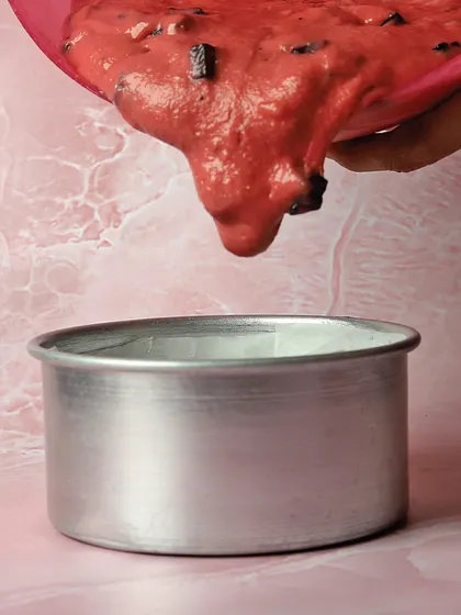 Pouring my heart into crafting these delicious, healthy desserts for you all. This is the batter for my strawberry dark chocolate cake, made with love.