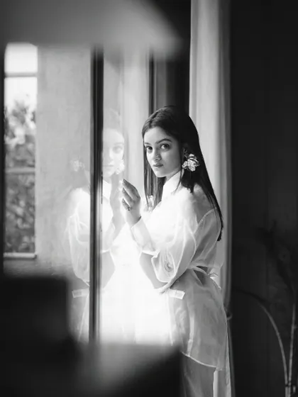 A beautiful black and white shot with a reflection, creating an artistic and ethereal feel.