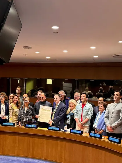 A group photo at the United Nations following the proclamation of 'Global Mental Health Leadership Day'.
