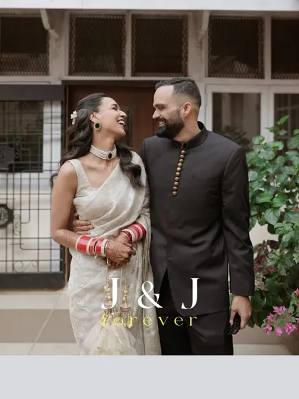 J & J, forever. This beautifully framed shot with a simple text overlay is a timeless keepsake from their engagement day.