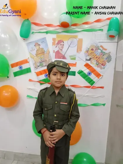 Manik Chauhan dressed smartly for our Independence Day fancy dress event. It's a joy to see such enthusiastic participation from the children.