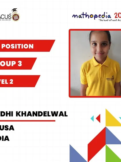 Siddhi Khandelwal from Dausa, India, a proud 1st Position winner.