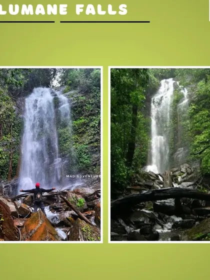 A collage showcasing the different levels of Hidlumane Falls, a key attraction on our popular Kodachadri trek.