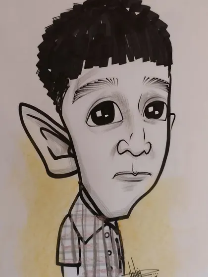 A more stylized caricature of a young boy. I can vary my style from cute to more exaggerated depending on the person.