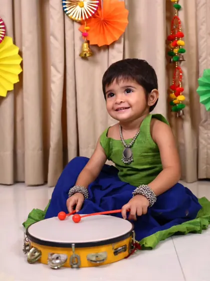This little one’s smile says it all. My Nila Ghagra Choli, made from soft, breathable cotton, is designed for endless twirls and happy moments. It’s the perfect blend of vibrant color and comfort for any celebration.