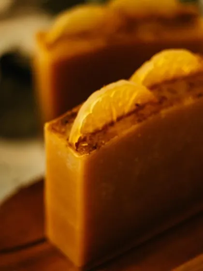 This is my 'Hindustani Ubtan' soap, inspired by Ayurveda's oldest recipes. It's made to help reduce sun tan and brighten the skin with traditional herbs and ingredients.