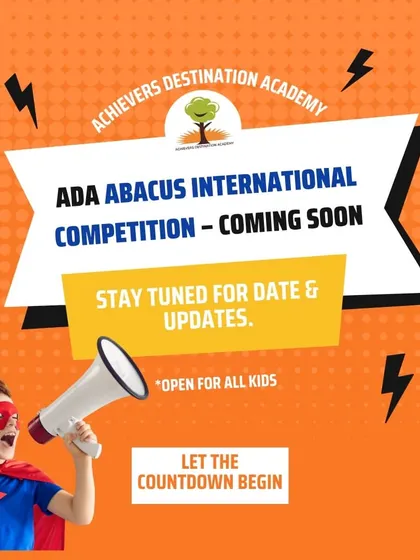 The countdown begins for our ADA Abacus International Competition! We are excited to provide a platform for kids everywhere to showcase their skills.