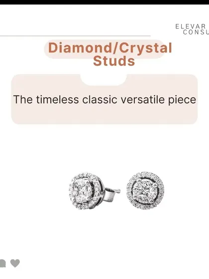 First on the list is a pair of timeless diamond or crystal studs. They are incredibly versatile and add a touch of classic elegance to any outfit.