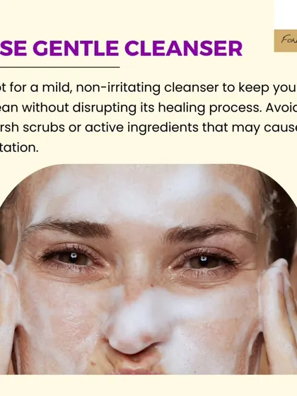 When cleansing your skin after a chemical peel, it is important to use a mild, non-irritating cleanser. Avoid harsh scrubs or active ingredients that could disrupt the healing process. The goal is to keep the skin clean without causing any further irritation.