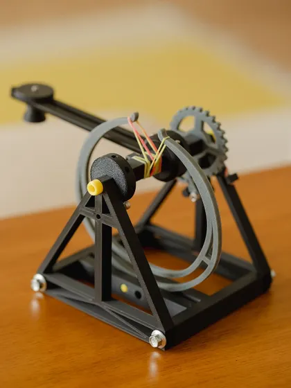 The finished catapult, a testament to the power of gears, levers, and a child's focus.