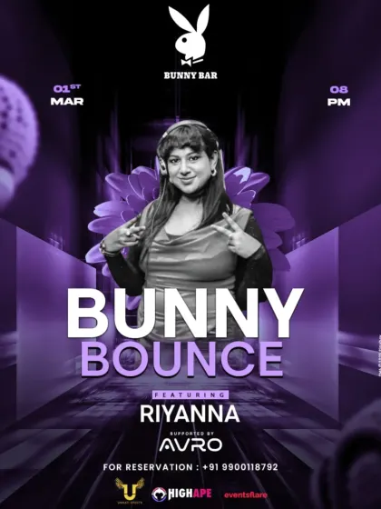 The poster for the "Bunny Bounce" Saturday night party at Bunny Bar in Koramangala, where I was featured alongside DJ Avro.