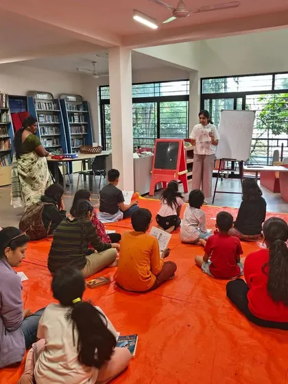 A wonderful group of young detectives listening intently during our "Egghead Detective Agency" session with author Pika Nani. The room was buzzing with curiosity and excitement.