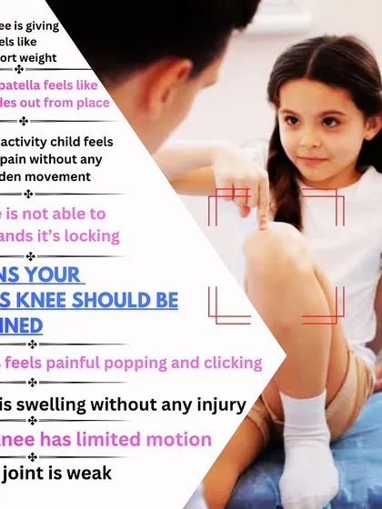An informational graphic detailing signs of potential knee issues in children. We are committed to educating parents on conditions like Osgood-Schlatter and the importance of timely physiotherapy.