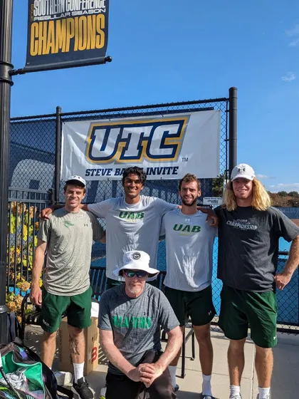 Coach David Nelson with his team at the University of Alabama Birmingham. We bring in experienced college coaches to give our players direct insight and exposure.